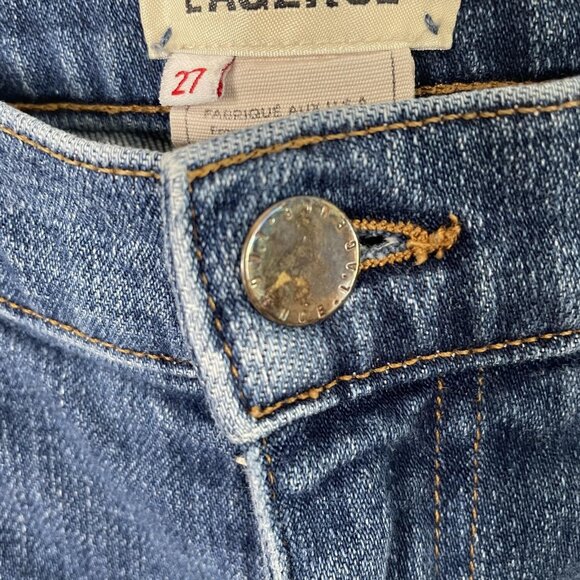 L'AGENCE Jeans Womens 27 Blue Marcelle French Slim Raw Hem Stretch USA Designer - Picture 4 of 12